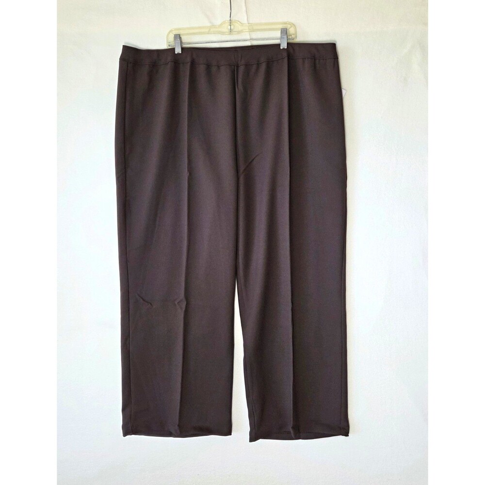 Bend Over Women's Brown Knit Dress Pants Plus Size 28W Flat Front Straight Leg